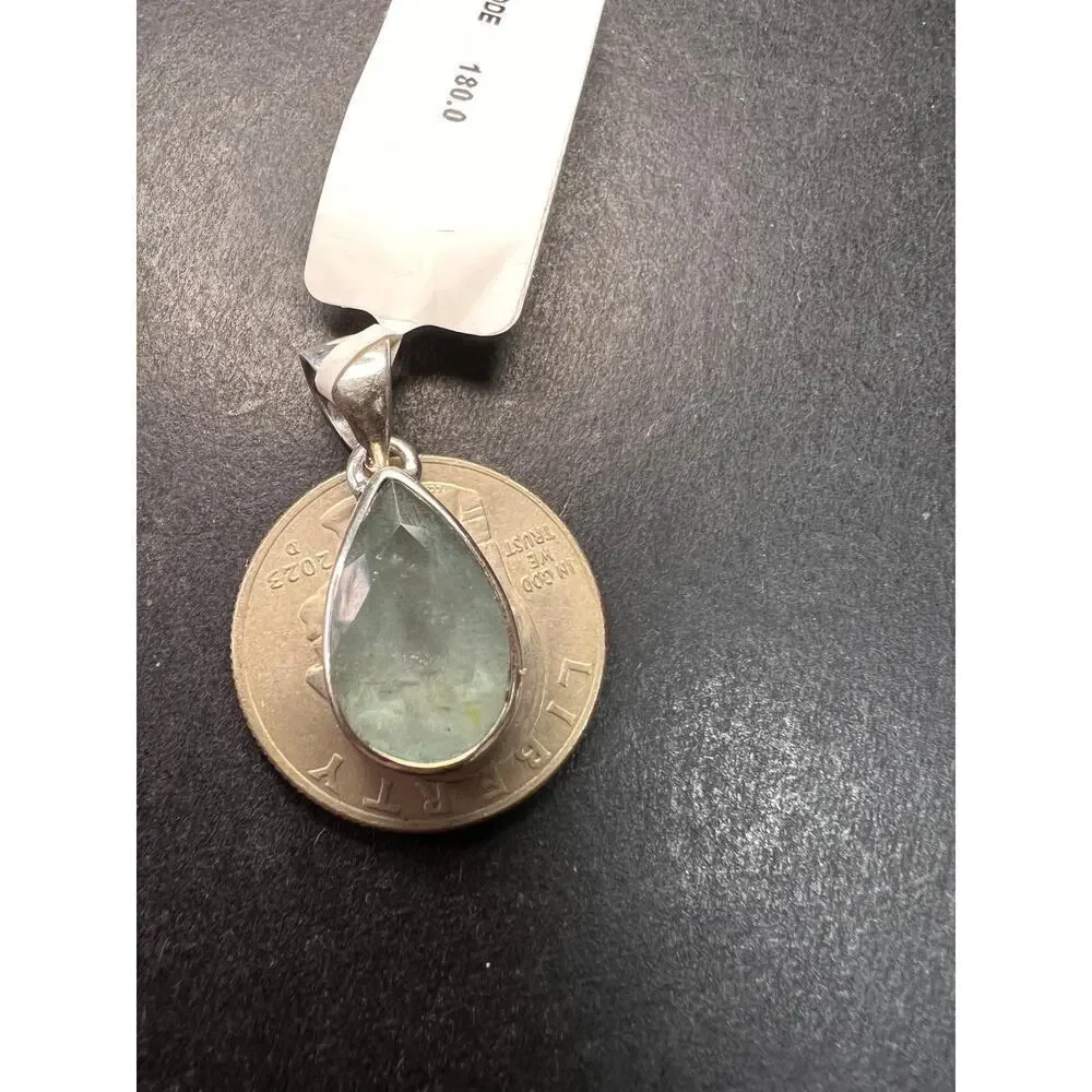 NEW Aquamarine sterling silver teardrop pendant
